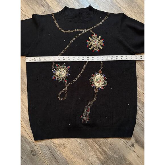 Koret Beaded Sweater Size XL Beaded Ornate Jewels Gems Embroidered - Picture 4 of 7